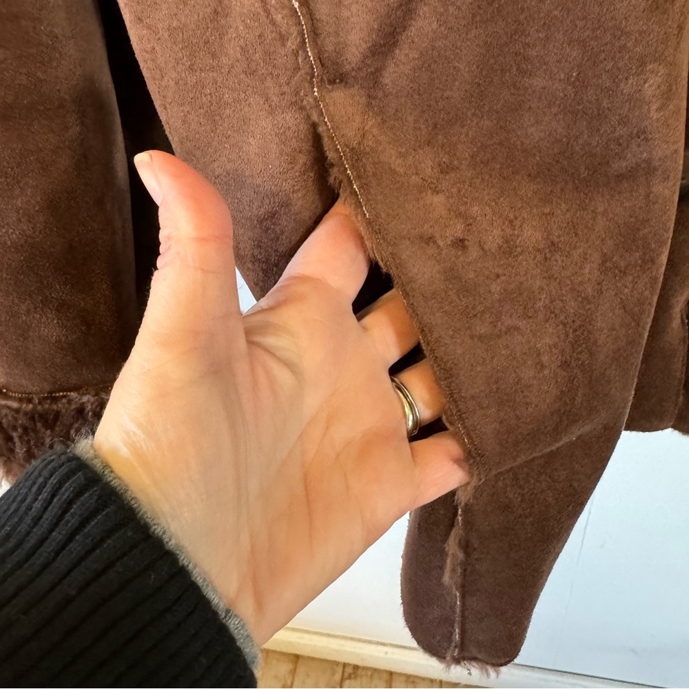 Vintage Y2K Faux Shearling Coat Penny Lane Chocolate Brown Jacket Womens XL - Picture 6 of 10